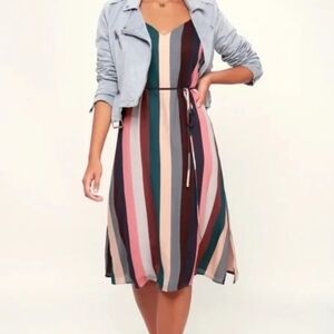 Lulus Striped Multicolor Midi Dress